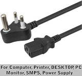 Siddhi Computer Power Cable Pure Copper for Desktops PC and Printers/Monitor SMPS Power Cable