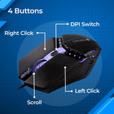 ZEBRONICS ZEB-PHERO Wired Gaming Mouse with 4 Buttons, upto 1600 DPI, Rainbow LED